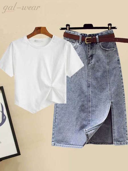 ホワイト Tシャツ＋スカート/セット