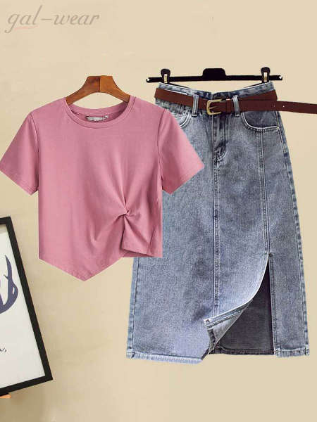 ピンク Tシャツ＋スカート/セット