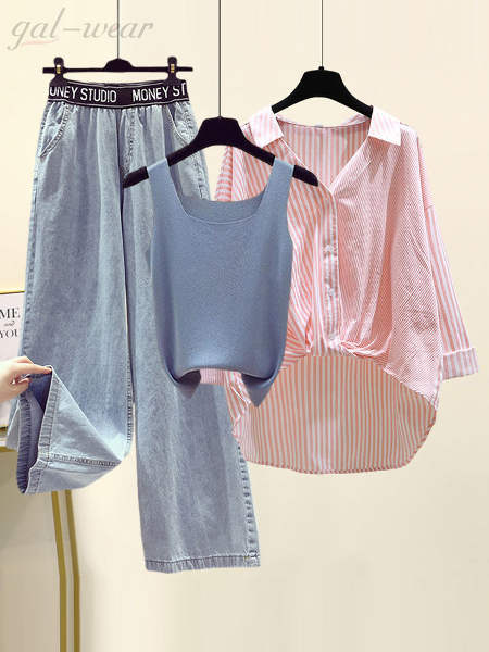 ブルー/キャミソール+ピンク/シャツ+パンツ