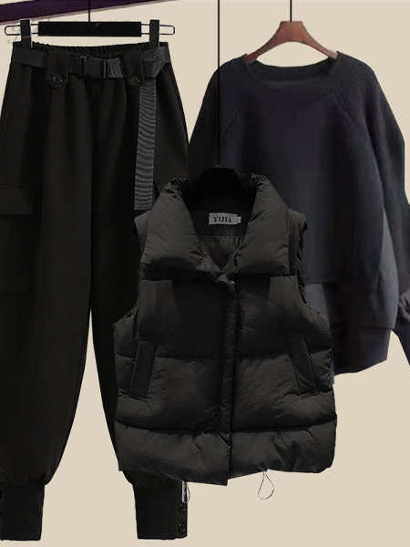 ブラック/ベスト+ブラック/ニット.セーター+ブラック/パンツ