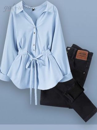 【単品購入可】無地 長袖 シンプル ファッション ボウタイ シャツ  + パンツセット